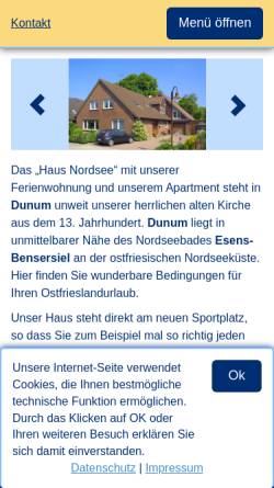 Vorschau der mobilen Webseite ferienwohnung-dunum.de, Haus Nordsee