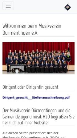 Vorschau der mobilen Webseite www.musikverein-duermentingen.de, Musikverein Dürmentingen e.V.