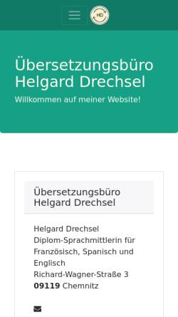 Vorschau der mobilen Webseite www.uebersetzungsbuero-drechsel.de, Übersetzungsbüro Helgard Drechsel