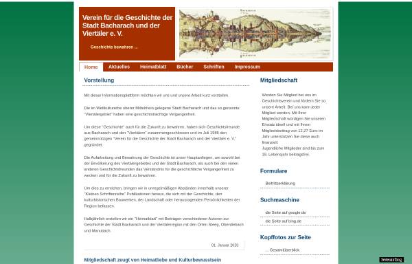 Vorschau von www.geschichtsverein-bacharach.de, Verein für die Geschichte der Stadt Bacharach und der Viertäler e. V.