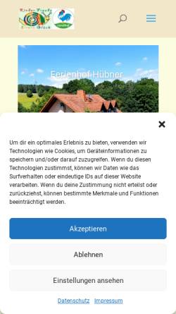 Vorschau der mobilen Webseite www.ferienhof-huebner.de, Ferienhof Hübner