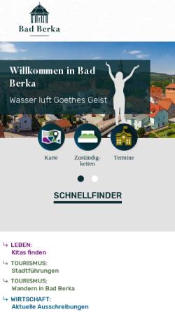 Vorschau der mobilen Webseite www.bad-berka.de, Kurstadt Bad Berka