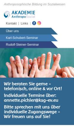 Vorschau der mobilen Webseite www.akademie-anthroposozial.de, Rudolf Steiner-Seminar für Heilpädagogik Bad Boll