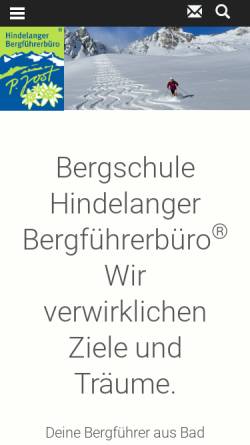 Vorschau der mobilen Webseite www.bergschulen.de, Hindelanger Bergführerbüro