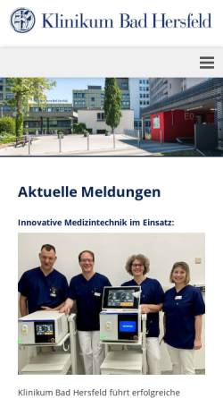 Vorschau der mobilen Webseite www.klinikum-bad-hersfeld.de, Klinikum Bad Hersfeld GmbH