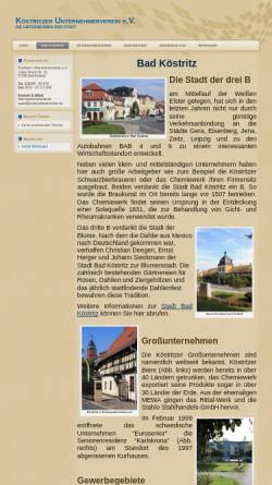 Vorschau der mobilen Webseite www.koestritz.de, Bad Köstritzer Wirtschaftsseiten