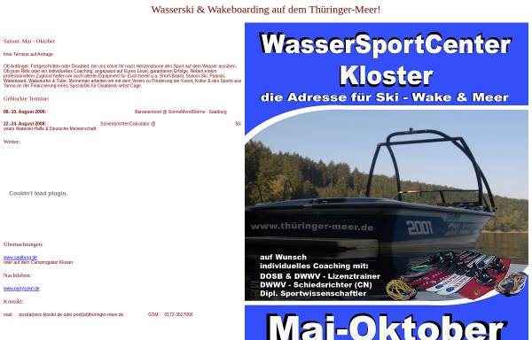 Vorschau von www.wsc-kloster.de, Wasserski Club Kloster e.V.