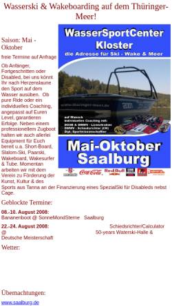 Vorschau der mobilen Webseite www.wsc-kloster.de, Wasserski Club Kloster e.V.