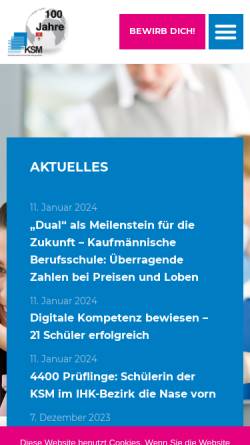 Vorschau der mobilen Webseite www.ks-mergentheim.de, Kaufmännische Schule Bad Mergentheim