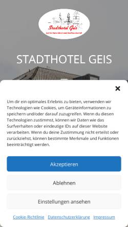 Vorschau der mobilen Webseite www.stadthotel-geis.de, Stadthotel Geis