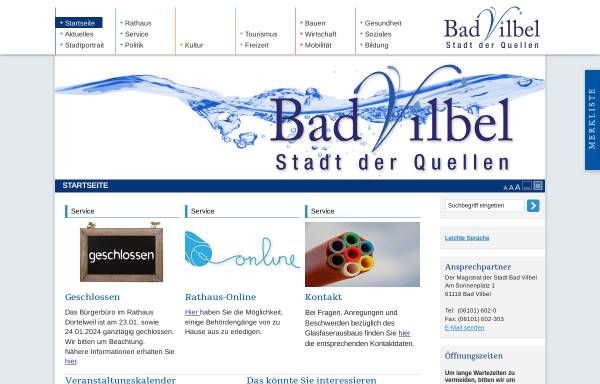 Vorschau von www.bad-vilbel.de, Bad Vilbel
