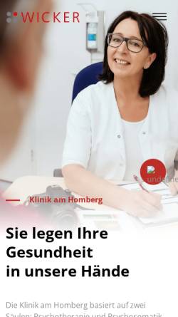 Vorschau der mobilen Webseite www.klinik-am-homberg.de, Klinik am Homberg