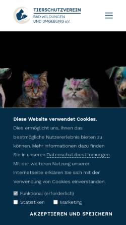 Vorschau der mobilen Webseite www.tierheim-bad-wildungen.de, Tierheim Bad Wildungen