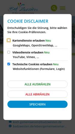 Vorschau der mobilen Webseite www.badzwesten.de, Bad Zwesten