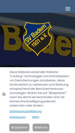 Vorschau der mobilen Webseite www.svbadem.de, SV Badem 1931 e.V.