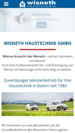 Vorschau der mobilen Webseite www.wisneth-gmbh.de, Wisneth Haustechnik GmbH