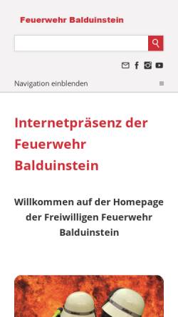 Vorschau der mobilen Webseite feuerwehr-balduinstein.de, Freiwillige Feuerwehr Balduinstein