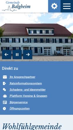 Vorschau der mobilen Webseite www.balgheim.de, Balgheim