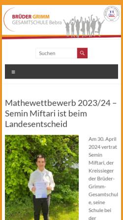 Vorschau der mobilen Webseite www.bggs-bebra.de, Brüder Grimm Gesamtschule