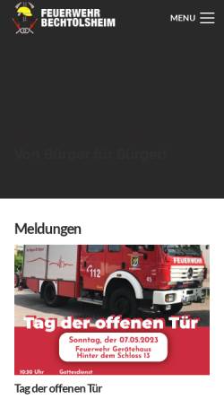Vorschau der mobilen Webseite web.feuerwehr-bechtolsheim.de, Freiwillige Feuerwehr Bechtolsheim