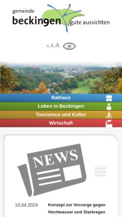Vorschau der mobilen Webseite beckingen.de, Gemeinde Beckingen