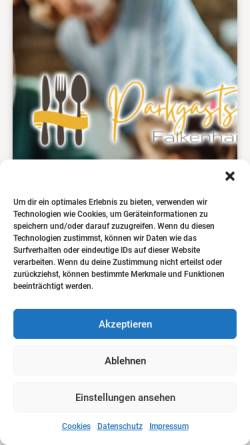Vorschau der mobilen Webseite www.parkgaststaette-falkenhain.de, Parkgaststätte Falkenhain