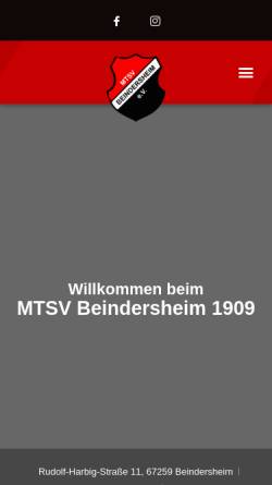 Vorschau der mobilen Webseite www.mtsv1909.de, Männer Turn - und Sport Verein Beindersheim 1909 e.V.