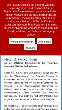 Vorschau der mobilen Webseite www.feuerwehr-michelau.de, Freiwillige Feuerwehr Michelau in Oberfranken