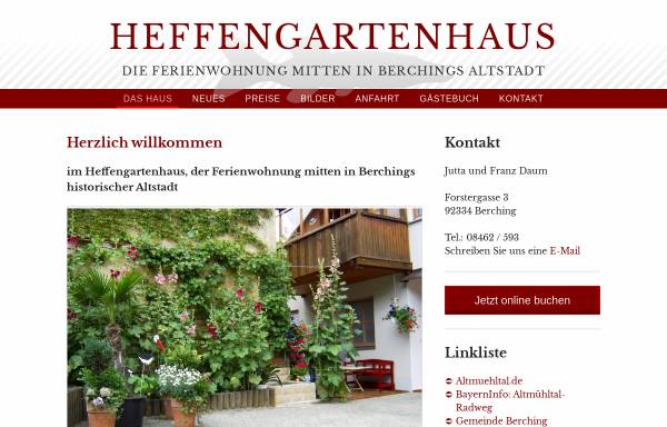Vorschau von www.heffengartenhaus.de, Ferienwohnung Heffengartenhaus