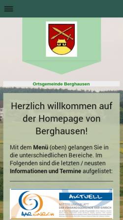 Vorschau der mobilen Webseite www.berghausen.co, Gemeinde Berghausen