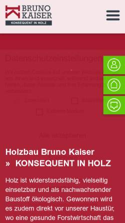 Vorschau der mobilen Webseite www.bruno-kaiser.de, Holzbau Bruno Kaiser