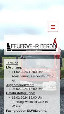 Vorschau der mobilen Webseite feuerwehr-berod.com, Löschzug Berod