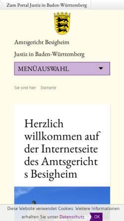 Vorschau der mobilen Webseite www.amtsgericht-besigheim.de, Amtsgericht Besigheim
