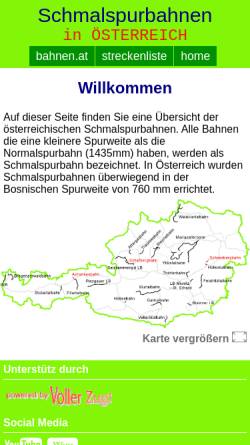 Vorschau der mobilen Webseite schmalspur.bahnen.at, Schmalspurbahnen in Österreich