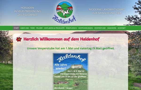Vorschau von www.haldenhof.hoffrisch.de, Haldenhof - Familie Martin und Helga Schnerring