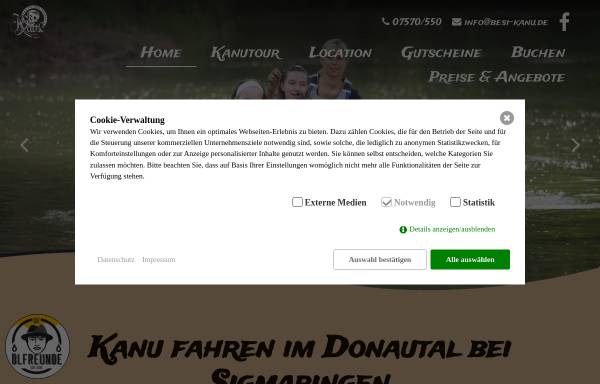 Vorschau von www.besi-kanu.de, Erlebnisbrennerei Thiergarten, BESI Kanu & Sport