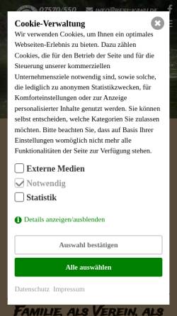 Vorschau der mobilen Webseite www.besi-kanu.de, Erlebnisbrennerei Thiergarten, BESI Kanu & Sport