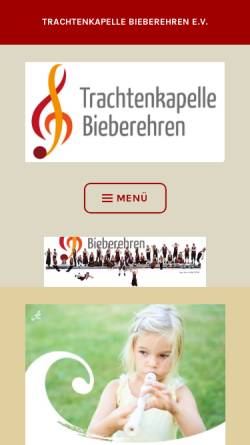 Vorschau der mobilen Webseite musik-bieberehren.de, Trachtenkapelle Bieberehren