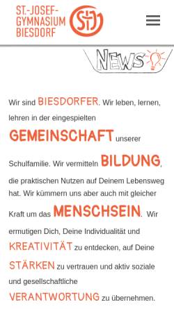 Vorschau der mobilen Webseite sjg-biesdorf.de, Privates Sankt-Josef-Gymnasium Biesdorf