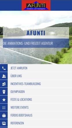 Vorschau der mobilen Webseite www.afunti.de, AFUNTI Freizeitagentur