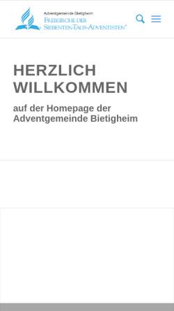 Vorschau der mobilen Webseite www.adventgemeinde-bietigheim.de, Adventgemeinde Bietigheim-Bissingen