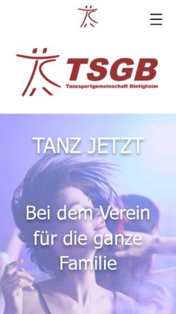 Vorschau der mobilen Webseite www.tanzjetzt.de, TSG Bietigheim e.V.