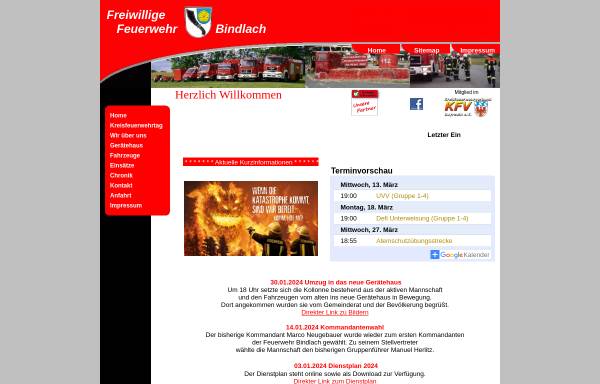 Vorschau von www.ff-bindlach.de, Freiwillige Feuerwehr Bindlach