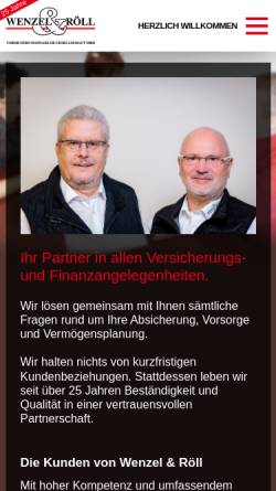 Vorschau der mobilen Webseite www.wenzel-roell.de, WENZEL & RÖLL Versicherungsmaklergesellschaft mbH