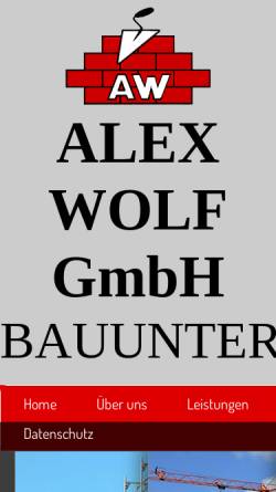 Vorschau der mobilen Webseite www.bauunternehmung-wolf.de, Alex Wolf GmbH - Bauunternehmung