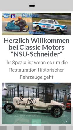 Vorschau der mobilen Webseite www.nsu-schneider.de, Classic Motorcycles Wolfgang Schneider