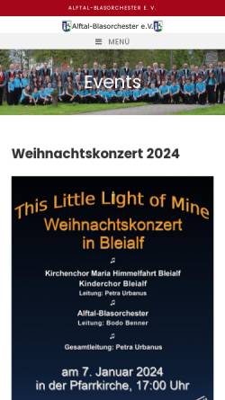 Vorschau der mobilen Webseite www.alftal-blasorchester.de, Alftal-Blasorchester