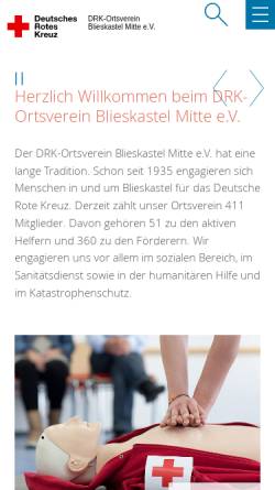 Vorschau der mobilen Webseite www.ortsverein-blieskastel.drk.de, DRK Deutsches Rotes Kreuz Ortsverein Blieskastel Mitte e.V.