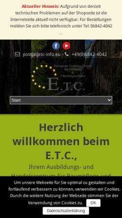 Vorschau der mobilen Webseite www.etc-info.eu, ETC Ausbildungs- und Handels-GmbH