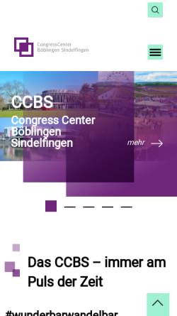 Vorschau der mobilen Webseite www.cc-bs.com, CongressCenter Böblingen Sindelfingen GmbH